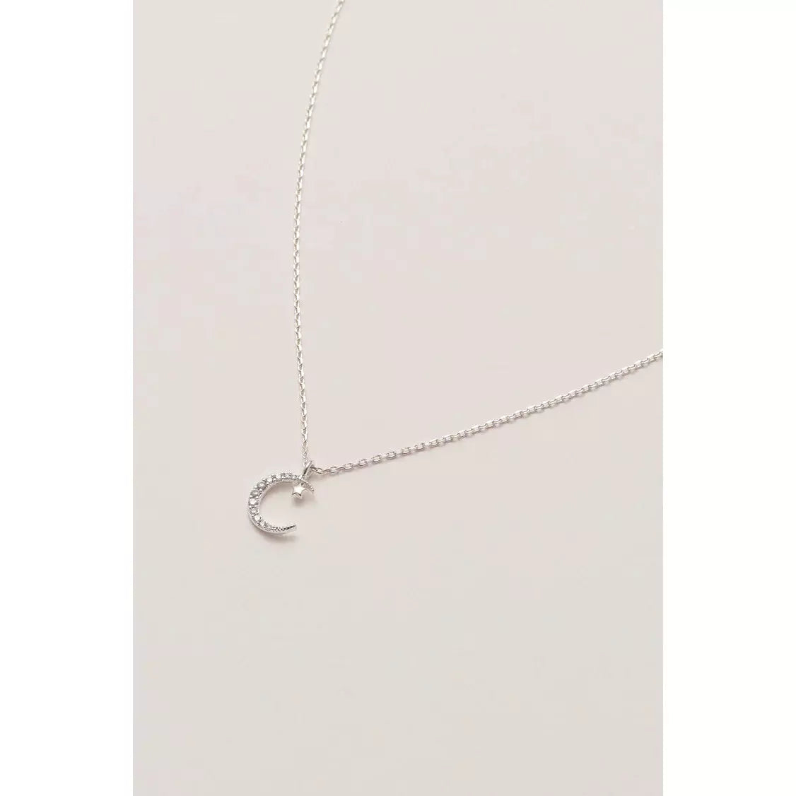 Moon And Star Silver Plated Necklace