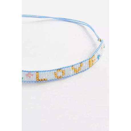 Blue Beaded Cord Love Bracelet