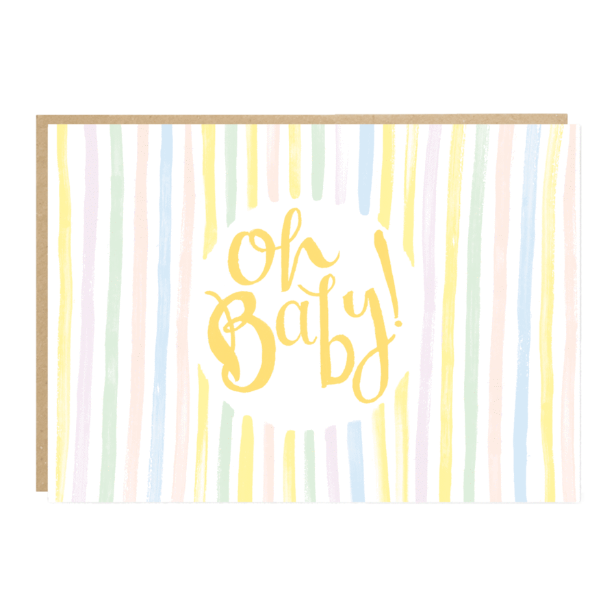 Oh Baby Pastel Stripe Card