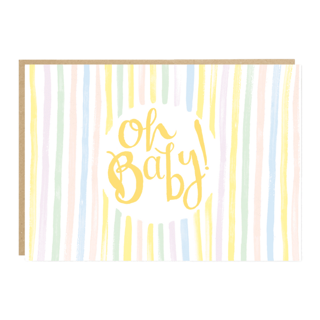 Oh Baby Pastel Stripe Card