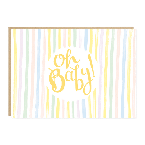Oh Baby Pastel Stripe Card
