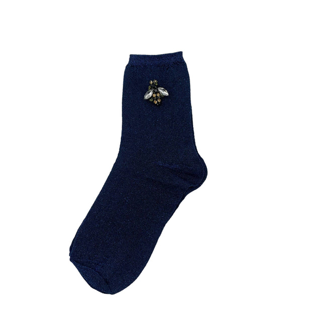 Sparkly Blue Socks & Bee Pin