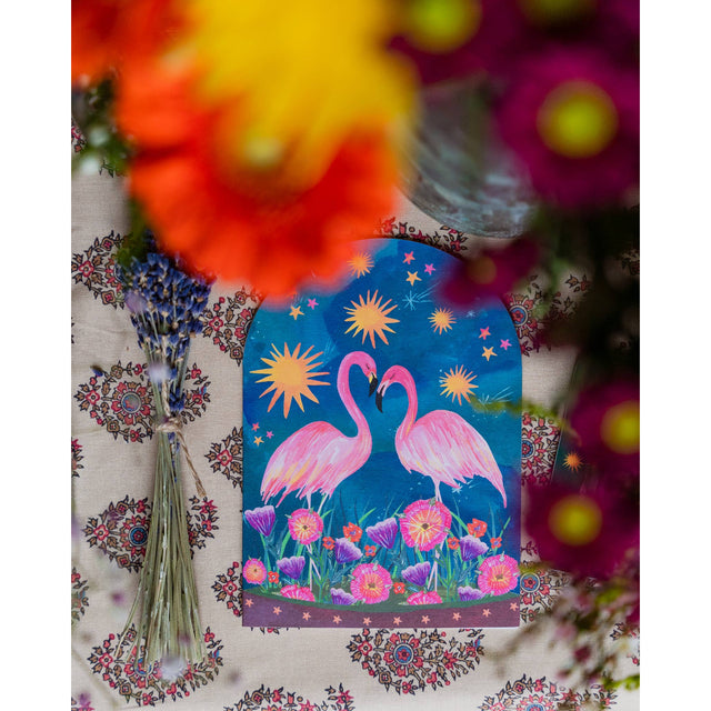 Sunset Flamingo Bell Jar Card