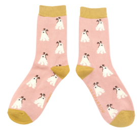 Fox Terrier Dusky Pink Bamboo Socks