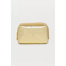 Load image into Gallery viewer, Metallic Gold Crocodile Effect Make Up Bag