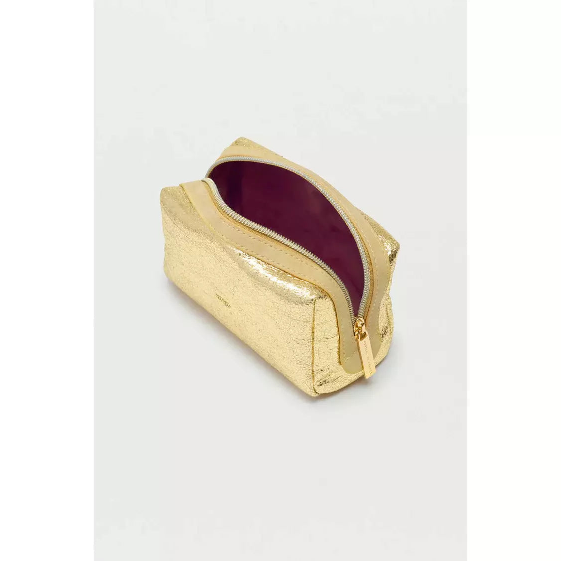 Metallic Gold Crocodile Effect Make Up Bag