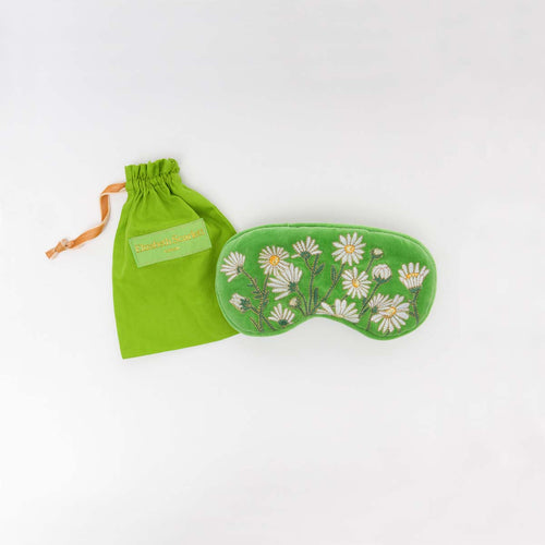 Green Daisy Velvet Eye Mask
