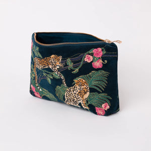 Jungle Jaguar Embroidered Pouch