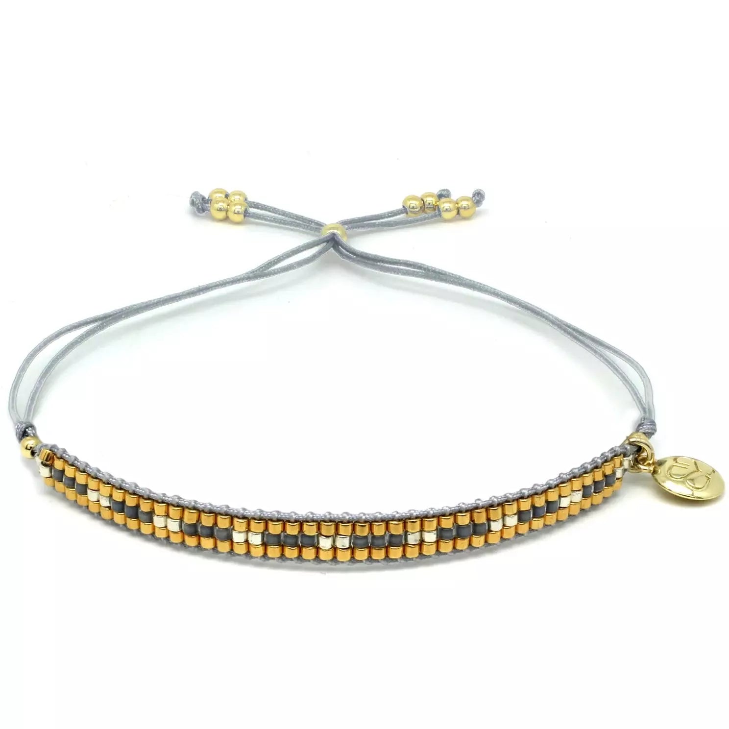 Starshine Grey Gold Beaded Friendship Bracelet