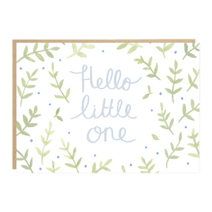 Hello Little One Blue Leaf Card