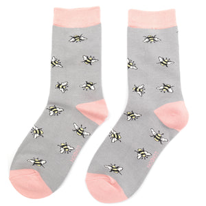 Scattered Bumble Bee Mid Grey Bamboo Socks