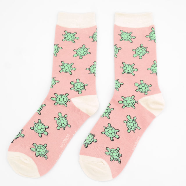 Cute Turtles Dusky Pink Bamboo Socks