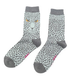 Leopard Duck Egg Ladies Socks