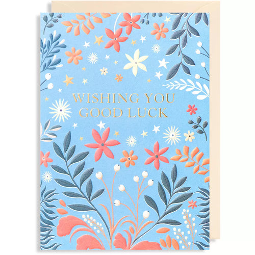 Wishing You Good Luck Blue Floral Card