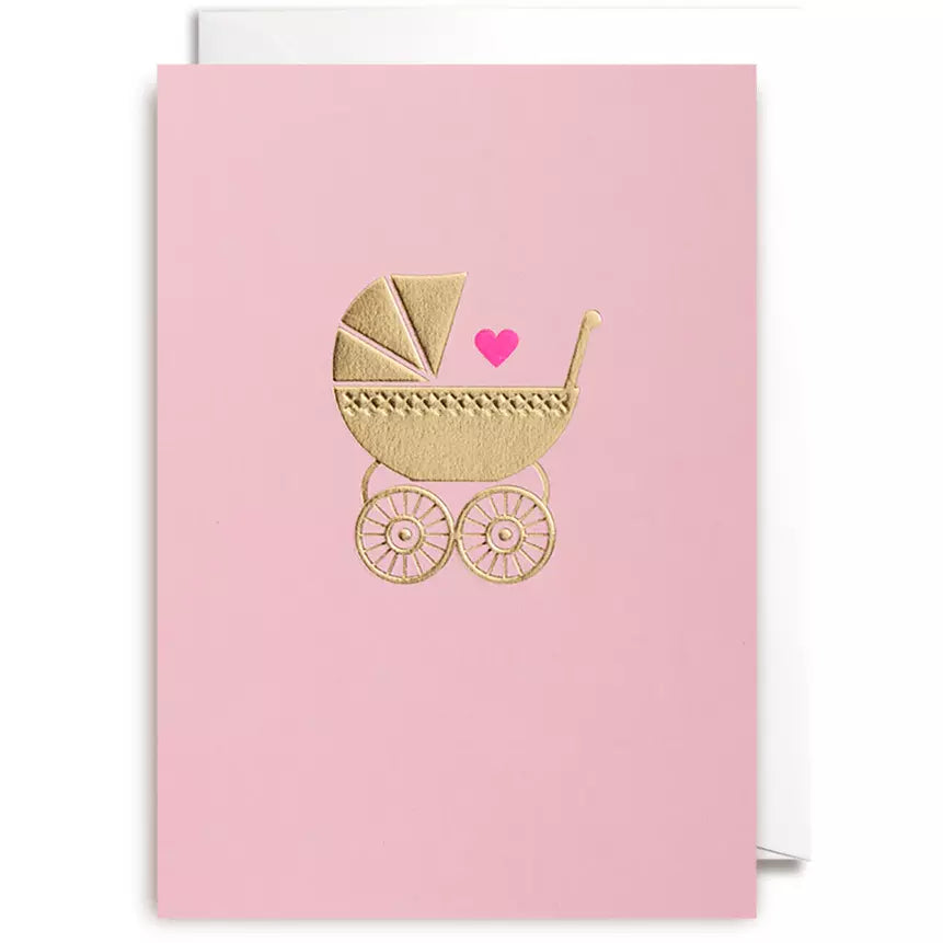 New Baby Girl Pram Card