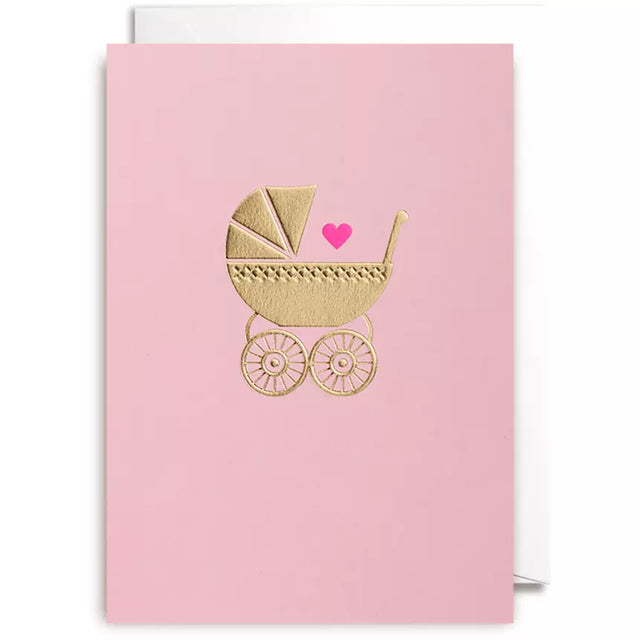 New Baby Girl Pram Card