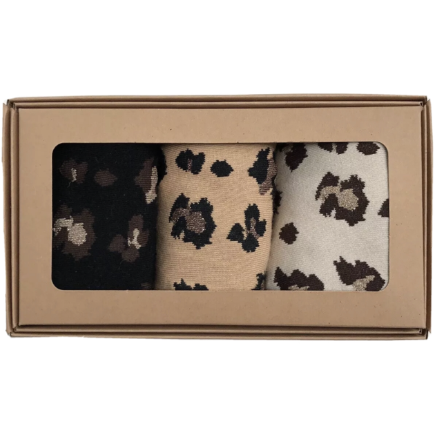 Set Of 3 Boxed Ladies Socks - Leopard Luxe