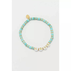 Blue Amazonite And Gold Plated Gemstone Love Bracelet