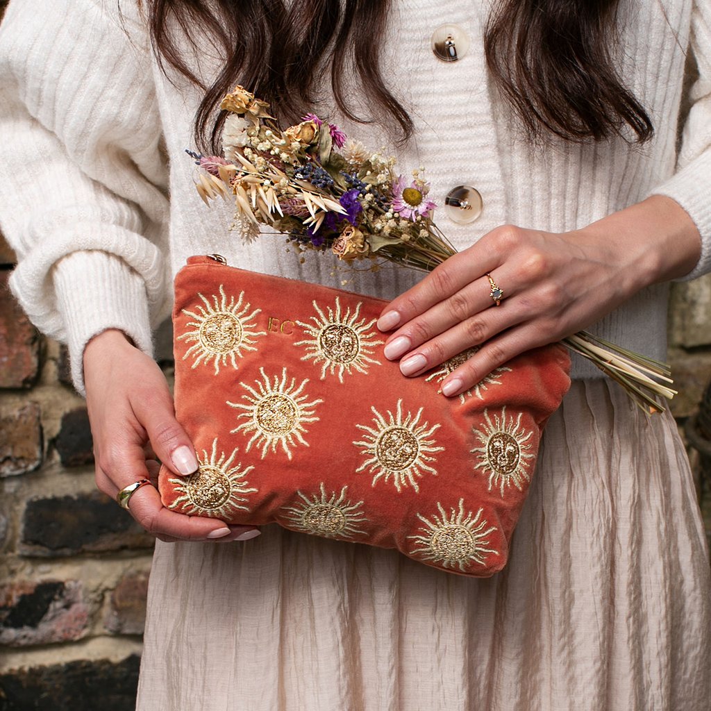 Rust Velvet Sun Goddess Make Up Bag
