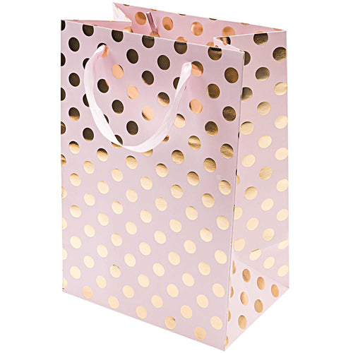 Medium Pink Rose Gold Spot Print Gift Bag