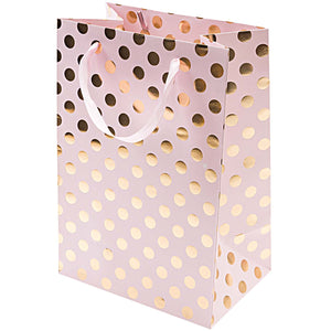 Medium Pink Rose Gold Spot Print Gift Bag