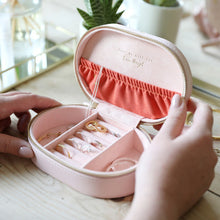 Load image into Gallery viewer, Pink Stars Oval Travel Jewellery Case