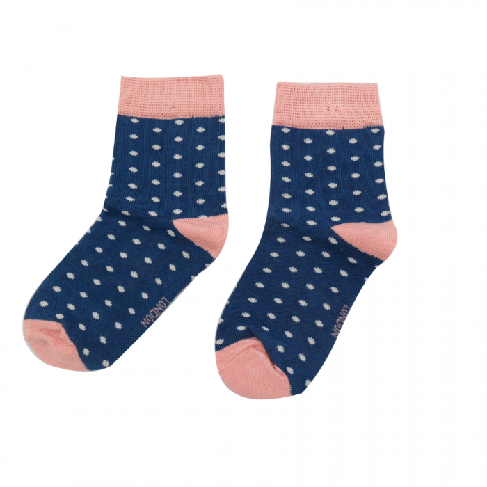 Spotty Navy Bamboo Socks - Age 4-6 Years