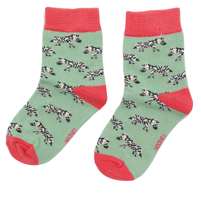 Zebras Mint Bamboo Socks - Age 2-3 Years