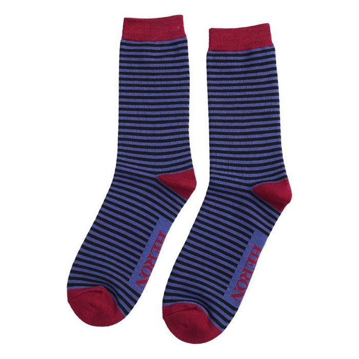 Blue And Black Mini Stripes Bamboo Socks