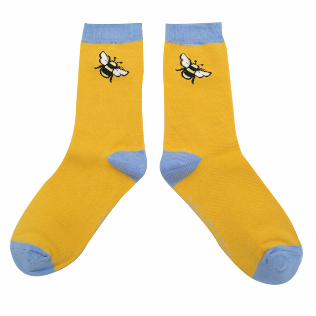 Single Bumble Bee Yellow Bamboo Socks
