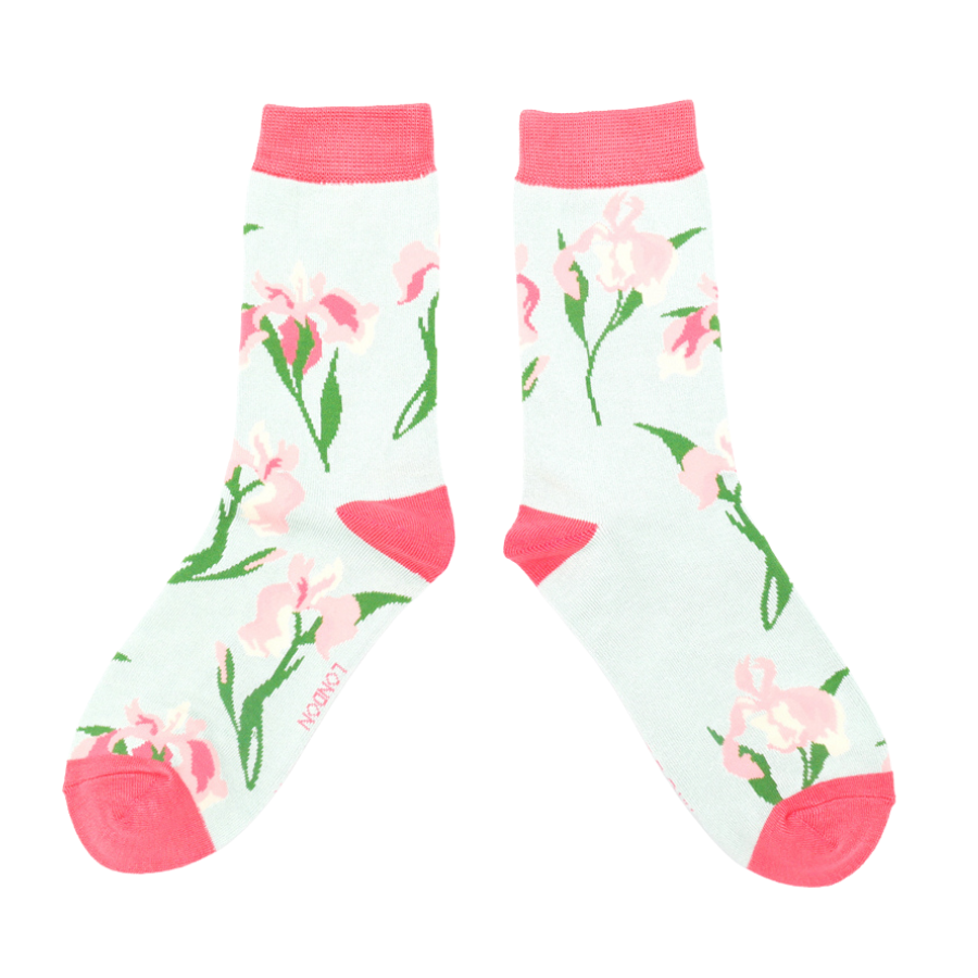 Wild Iris Duck Egg Ladies Socks