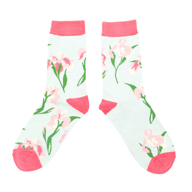 Wild Iris Duck Egg Ladies Socks
