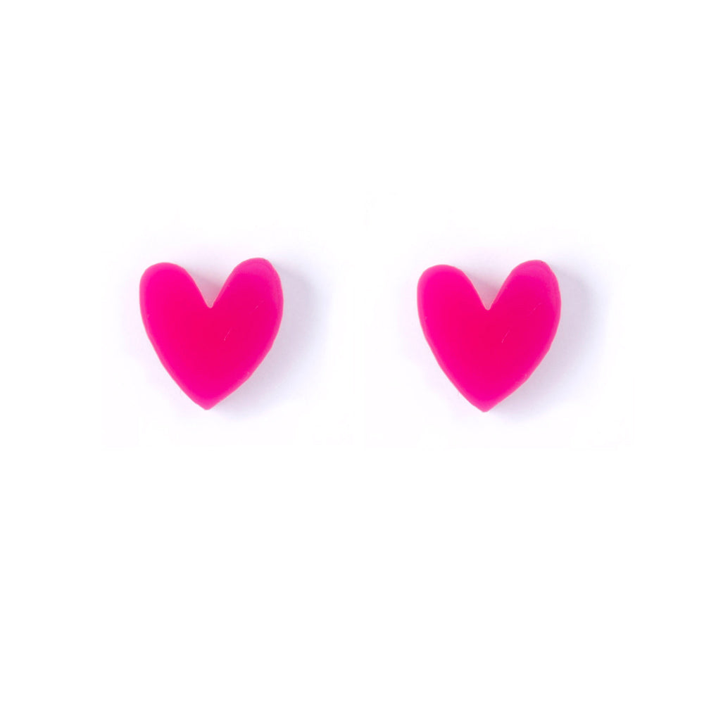 Heart Earrings Hot Pink