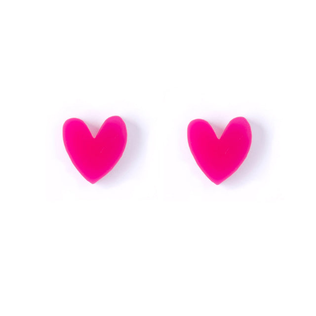 Heart Earrings Hot Pink
