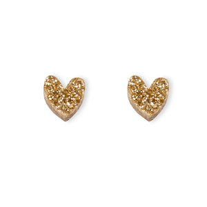 Heart Earrings Glitter Gold