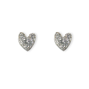 Heart Earrings Glitter Silver