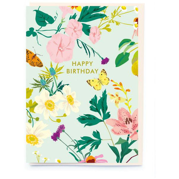 Happy Birthday Blue Floral Card