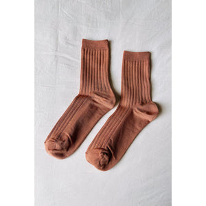 Cotton Ribbed Socks - Nude Peach