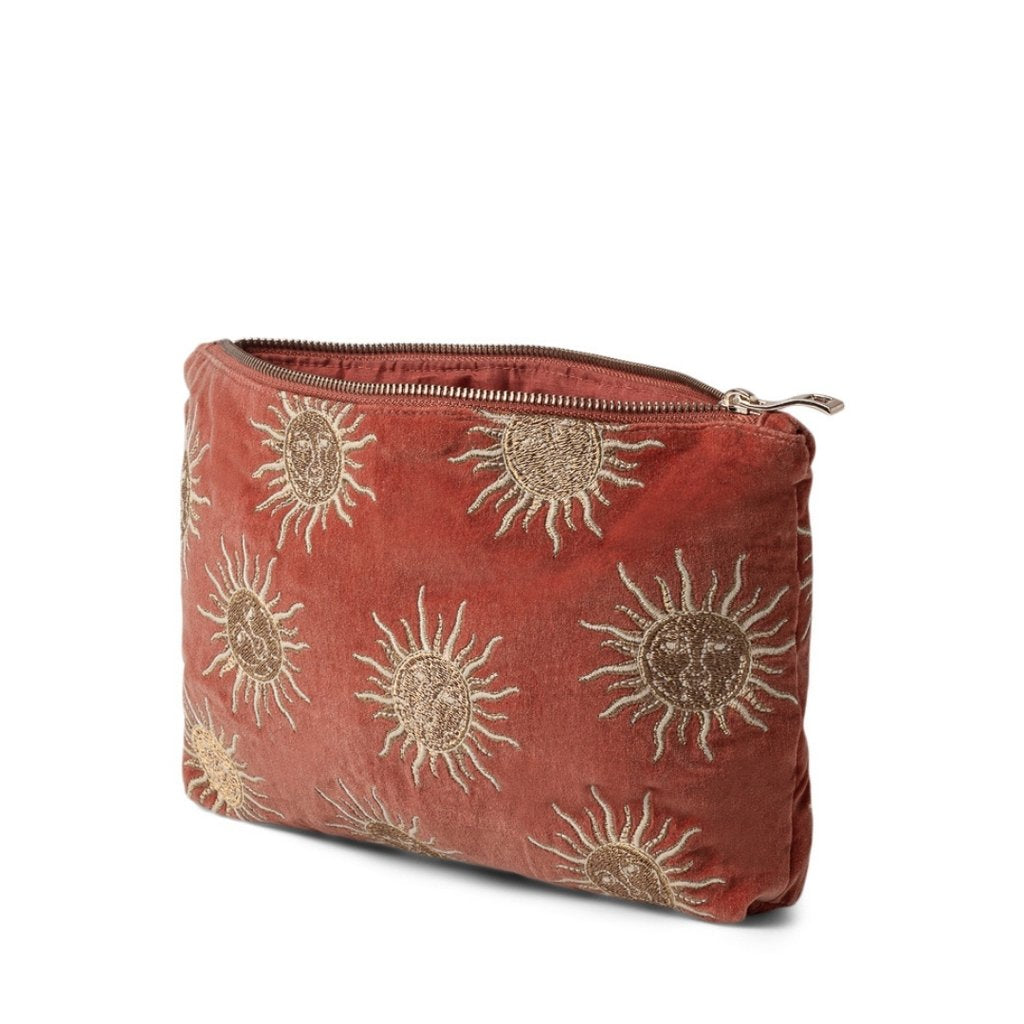 Sun Goddess Rust Velvet Travel Pouch