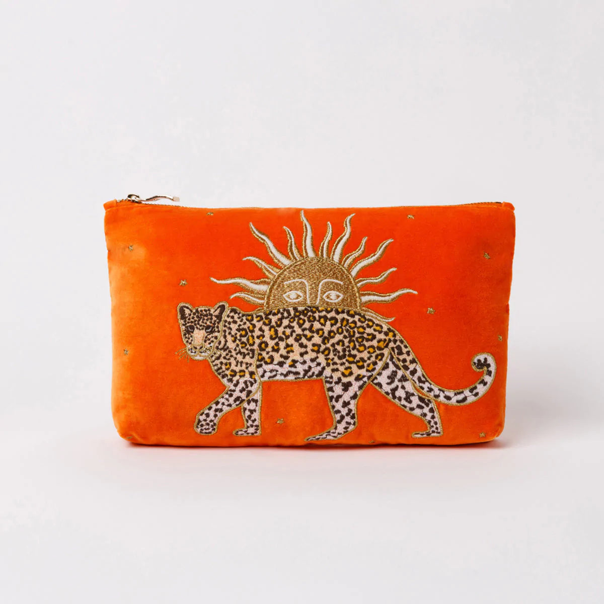 Leopard Orange Velvet Everyday Pouch