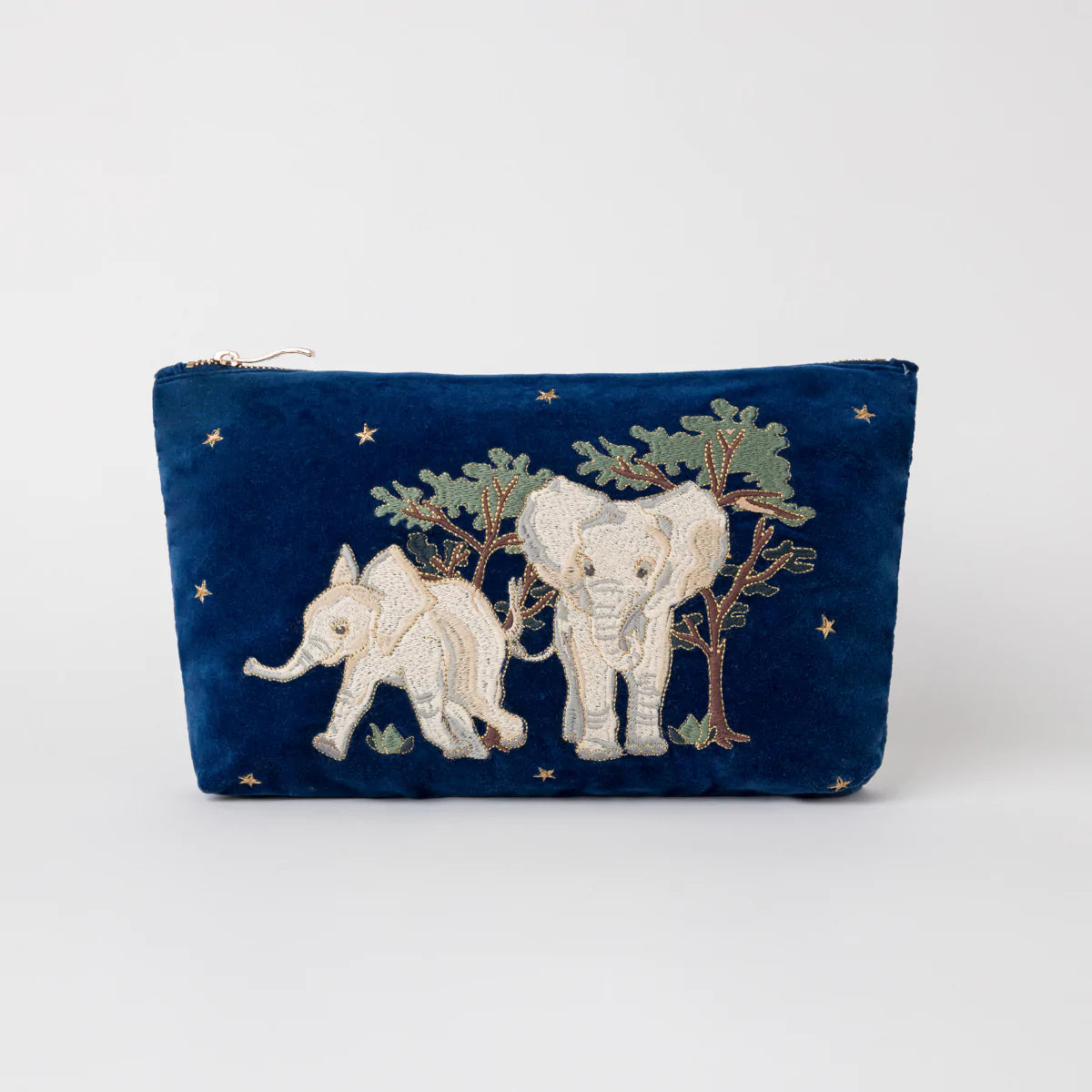 Baby Elephant Navy Velvet Everyday Pouch