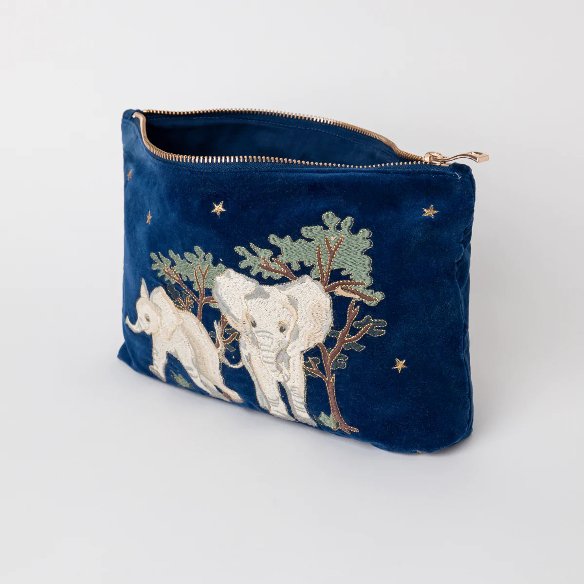 Baby Elephant Navy Velvet Everyday Pouch