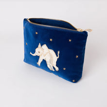 Load image into Gallery viewer, Baby Elephant Navy Velvet Mini Pouch
