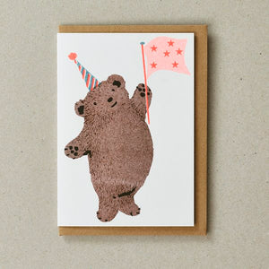 Happy Birthday Bear with Flag Card