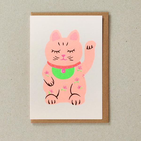 Fluorescent Lucky Cat Card