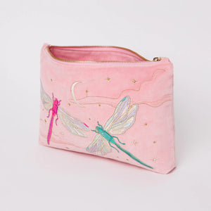 Dragonfly Moon Pink Velvet Everyday Pouch