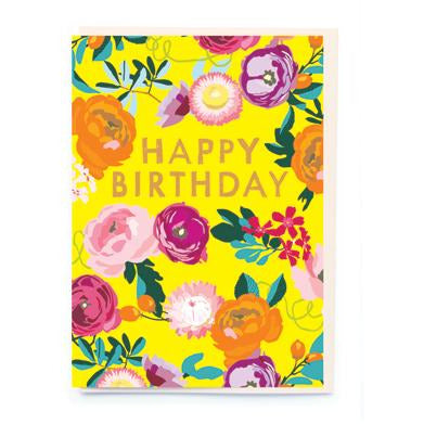 Roses and Berries Happy Birthday Card