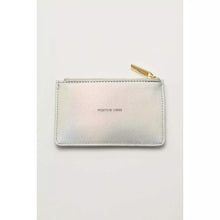 Load image into Gallery viewer, Silver Iridescent Positive Vibes Card Purse