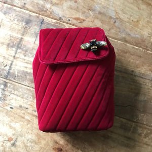 Velvet Quilted Backpack - Berry