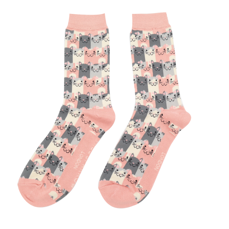 Happy Cats Dusky Pink Bamboo Socks